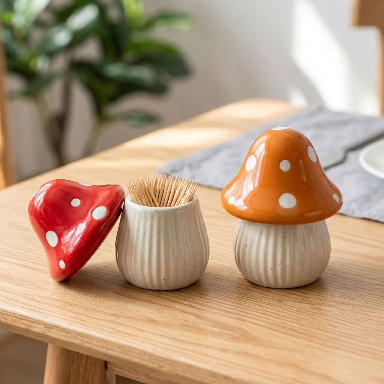 Home Design Bathroom - Cartoon Mushroom Ceramic Storage Jars Home