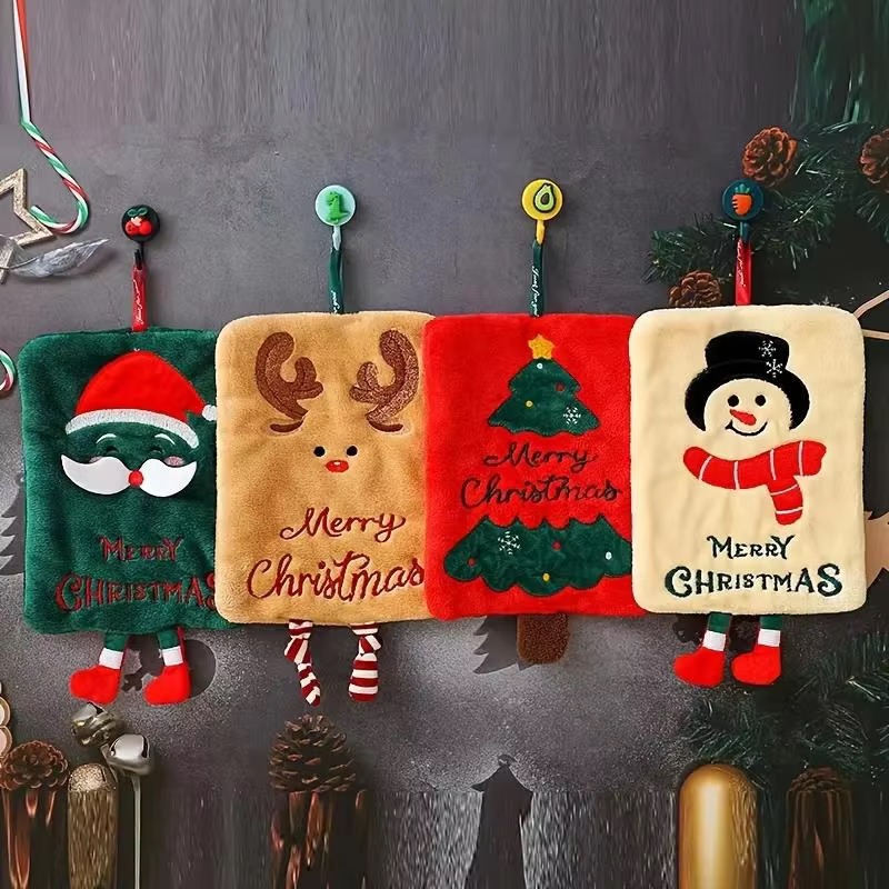 Home Design Bathroom - Christmas Hanging Hand Towel Cute Santa