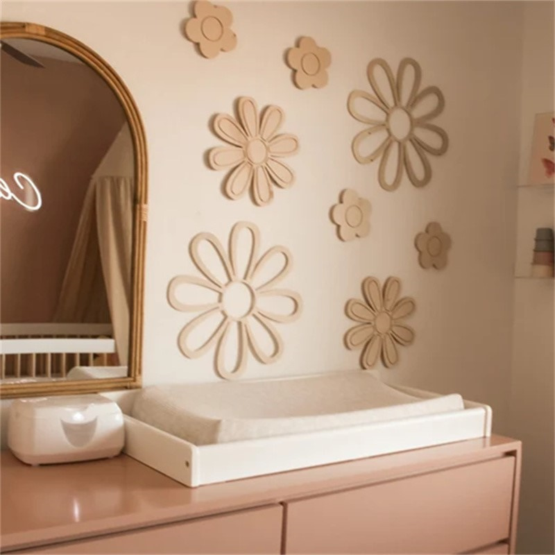 Home Design Bathroom - Ins Wooden Daisy Wall Flowers Nursery