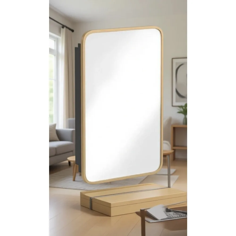 Bathroom Cabinet Mirror - 16x24 Recessed Medicine Cabinet with Gold