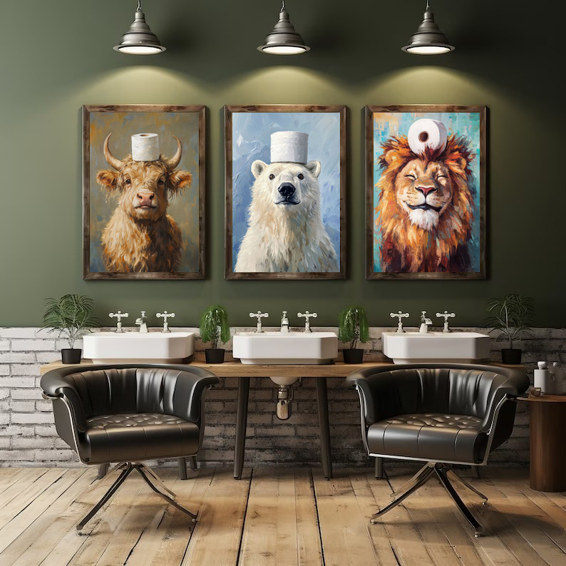 Cartoon Cute Funny Animals wit - огляд і ціна Home Design Bathroom