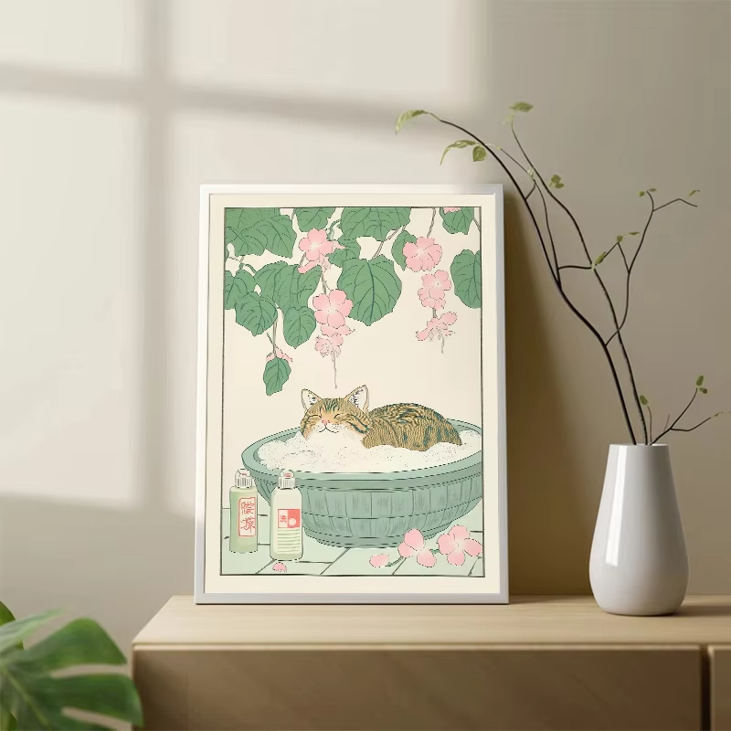 Frameless Cat in the Bathtub J - огляд і ціна Home Bathroom Wall Art
