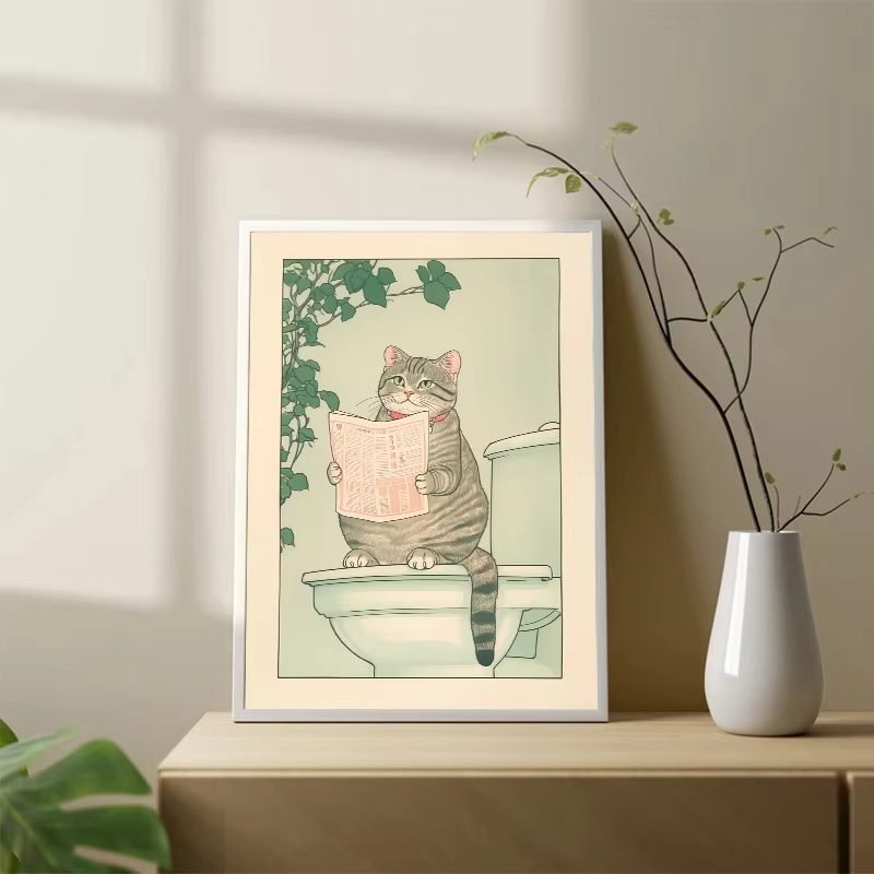 Frameless Cat in the Bathtub J - огляд і ціна Home Bathroom Wall Art