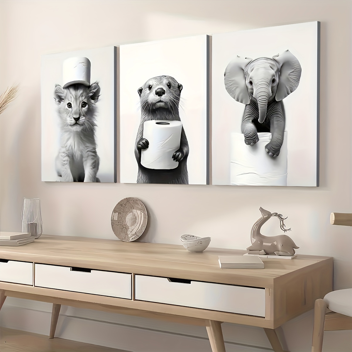 3PCS Framed Canvas Painting Re - огляд і ціна Home Bathroom Wall Art